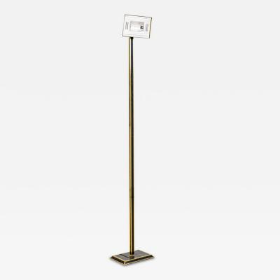 Italian Mid Century Tall Brass and Black Lacquer Torchiere