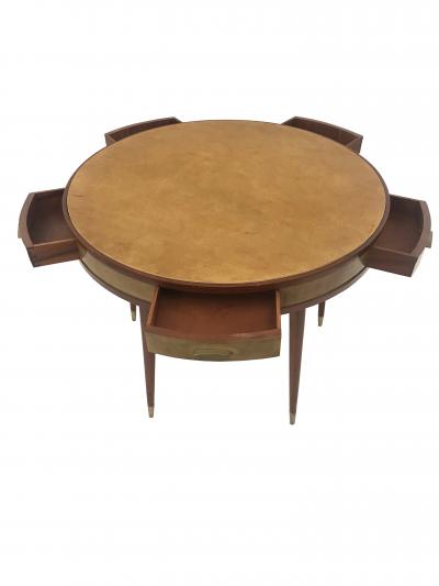Italian Mid Century Teak Parchment Game Table