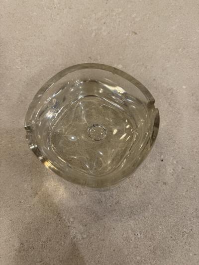 Italian Mid Century Thick Clear Glass Ashtray Murano Style 1960s 1970s