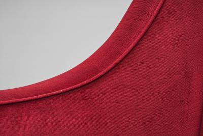 Italian Mid Century Three Seater Sofa in Red Velvet Italy 1950s