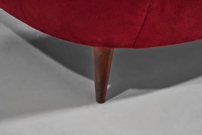 Italian Mid Century Three Seater Sofa in Red Velvet Italy 1950s