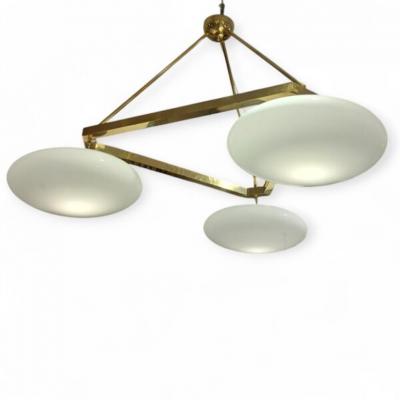 Italian Mid Century Triangular Gold Lamp