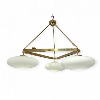 Italian Mid Century Triangular Gold Lamp