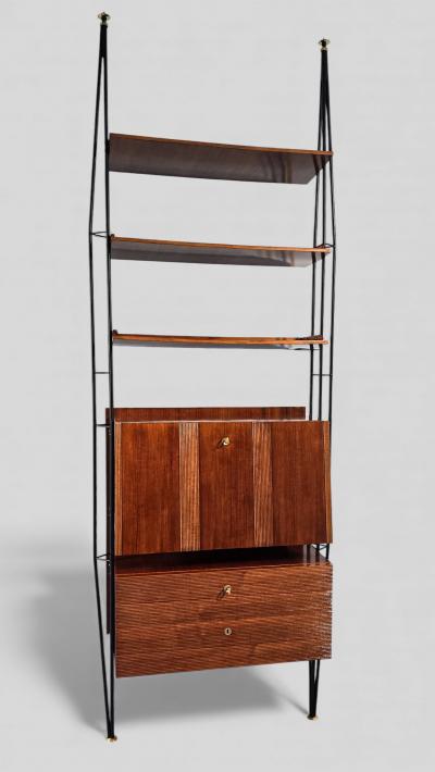 Italian Mid Century Wall unit Bookcase with Cabinet Bar 1960s