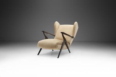 Italian Mid Century Wingback Lounge Chair Italy 1950s