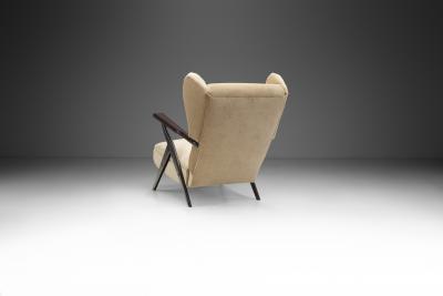 Italian Mid Century Wingback Lounge Chair Italy 1950s