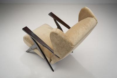 Italian Mid Century Wingback Lounge Chair Italy 1950s