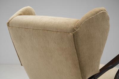 Italian Mid Century Wingback Lounge Chair Italy 1950s
