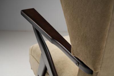 Italian Mid Century Wingback Lounge Chair Italy 1950s