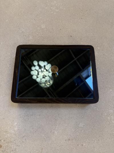 Italian Mid Century Wood and Mirrored Box with Brass Knob 1960s