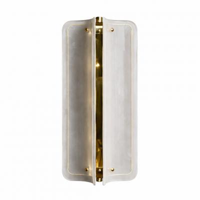 Italian Mid Modern Style Brass Wall Sconce with White Murano Glass Panels