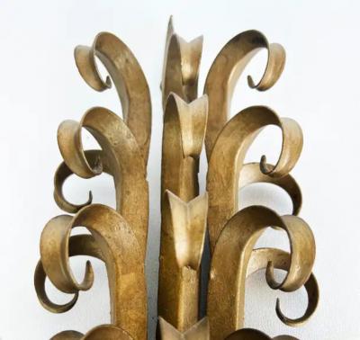Italian Mid century Modern Gilt Wrought Iron Sconces from a New York City Estate