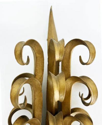 Italian Mid century Modern Gilt Wrought Iron Sconces from a New York City Estate
