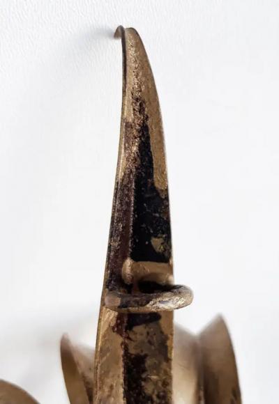 Italian Mid century Modern Gilt Wrought Iron Sconces from a New York City Estate