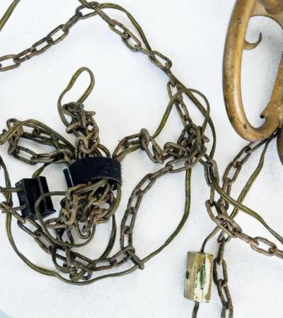 Italian Mid century Modern Gilt Wrought Iron Sconces from a New York City Estate