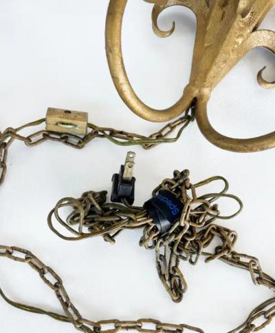 Italian Mid century Modern Gilt Wrought Iron Sconces from a New York City Estate