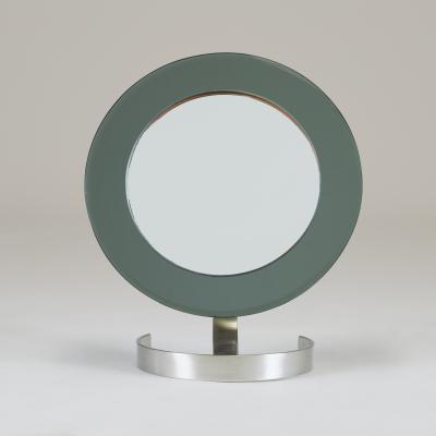 Italian Mid century adjustable circular table mirror with polished nickel base