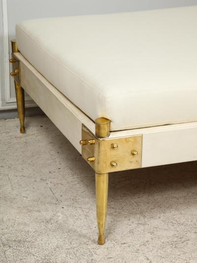 Italian Mid century parchment and brass day bed