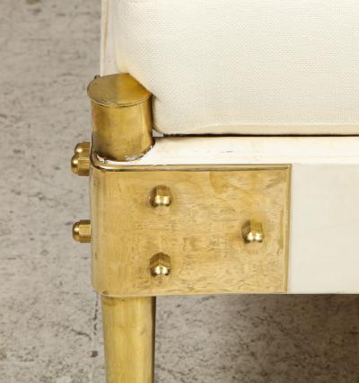Italian Mid century parchment and brass day bed
