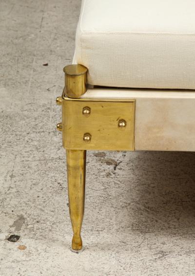 Italian Mid century parchment and brass day bed
