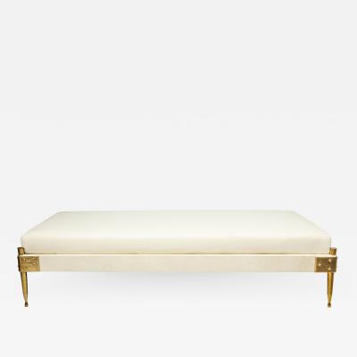 Italian Mid century parchment and brass day bed