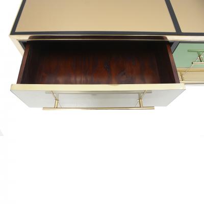 Italian MidCentury Modern Sideboard in Solid Wood and Colored Glass 1950s