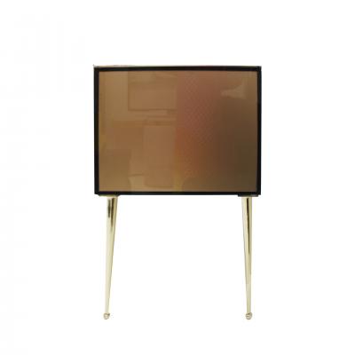 Italian MidCentury Modern Sideboard in Solid Wood and Colored Glass 1950s