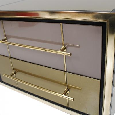 Italian MidCentury Modern Sideboard in Solid Wood and Colored Glass 1950s