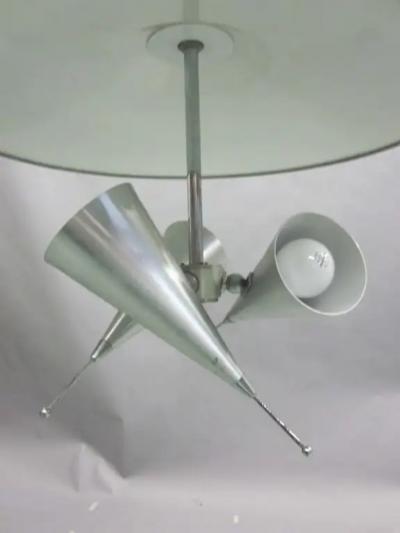 Italian Midcentury Adjustable Triple Reflector Pendant Attributed to Stilnovo