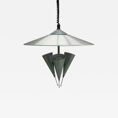 Italian Midcentury Adjustable Triple Reflector Pendant Attributed to Stilnovo