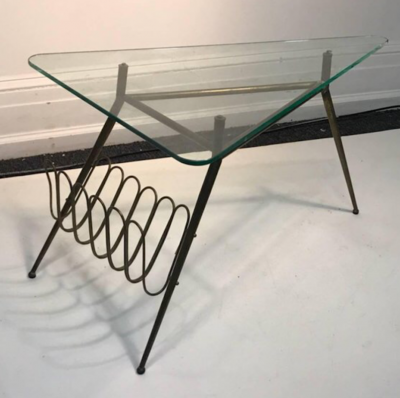 Italian Midcentury Brass Magazine Rack Table