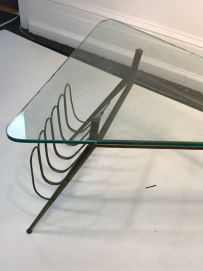 Italian Midcentury Brass Magazine Rack Table