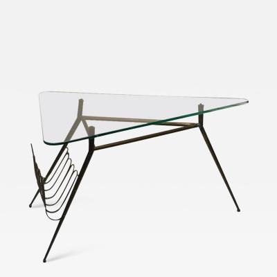 Italian Midcentury Brass Magazine Rack Table