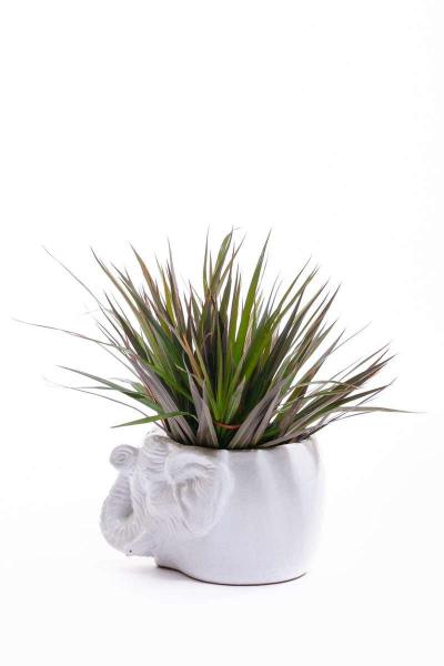 Italian Midcentury Ceramic White Elephant Planter