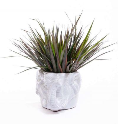 Italian Midcentury Ceramic White Elephant Planter