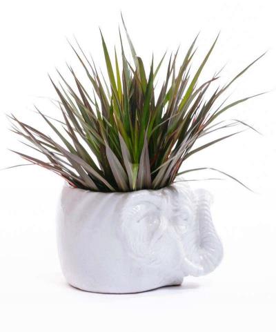 Italian Midcentury Ceramic White Elephant Planter