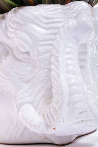Italian Midcentury Ceramic White Elephant Planter