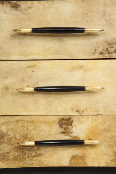 Italian Midcentury Ebonized Parchment Chest of Drawers