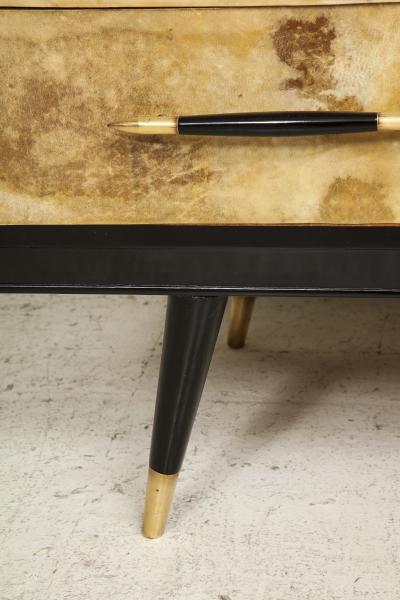 Italian Midcentury Ebonized Parchment Chest of Drawers
