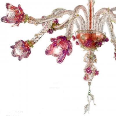 Italian Midcentury Floral Venetian Murano Glass Chandelier