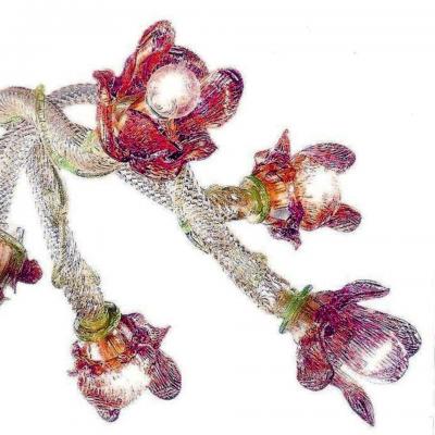 Italian Midcentury Floral Venetian Murano Glass Chandelier