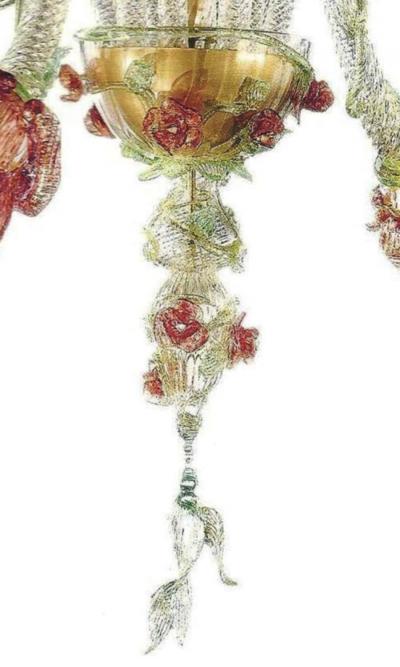 Italian Midcentury Floral Venetian Murano Glass Chandelier