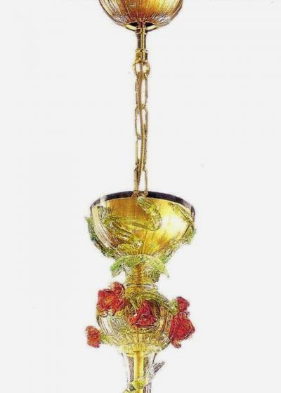 Italian Midcentury Floral Venetian Murano Glass Chandelier
