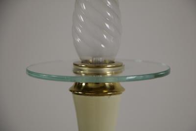 Italian Midcentury Gold and Ivory Color Eight Lights Chandelier 1950s