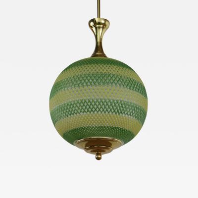 Italian Midcentury Green and Yellow Glass Pendant Lamp 1960s
