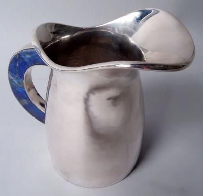 Italian Midcentury Modern Silver Hardstone Coffee Set on Tray