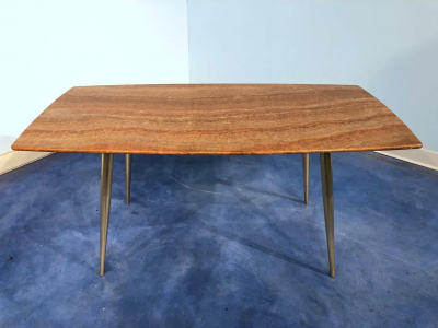 Italian Midcentury Orange Marble Coffee Table 1950