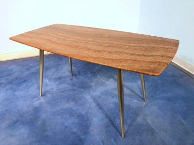Italian Midcentury Orange Marble Coffee Table 1950