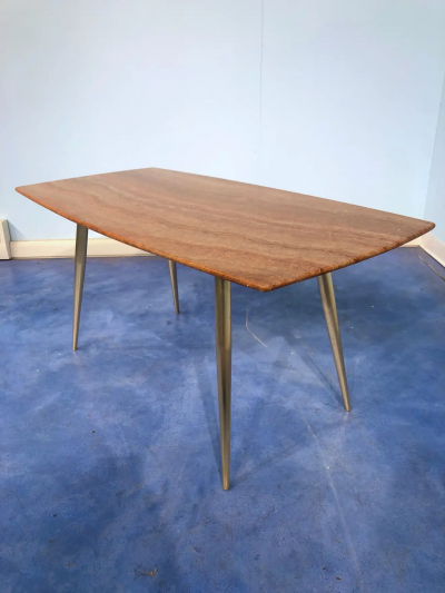 Italian Midcentury Orange Marble Coffee Table 1950