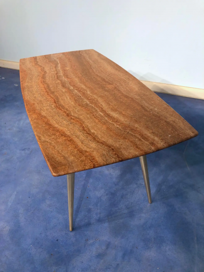 Italian Midcentury Orange Marble Coffee Table 1950